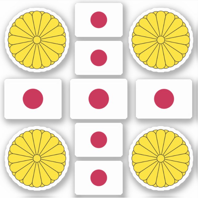 Japanische Staatssymbole / Wappen und Flagge Aufkleber (Vorderseite)