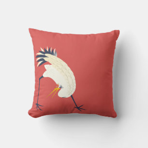 Japanische Stilkrane mit rotem Hintergrund Kissen
