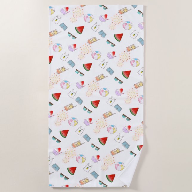 Japanische Summer Vibes Beach Shaved Ice Feuerwerk Strandtuch (Vorderseite)