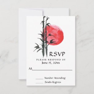 Japanische Sun- und Bamboo-Hochzeit RSVP Karte