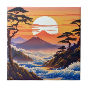 Japanische Sunrise Sunset Landschaft Fliese