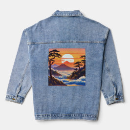Japanische Sunrise Sunset Landschaft Jeansjacke