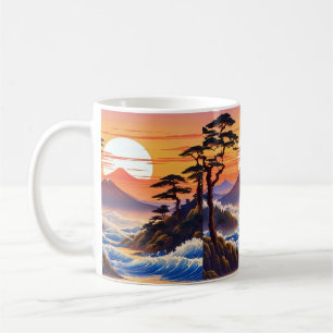 Japanische Sunrise Sunset Landschaft Kaffeetasse