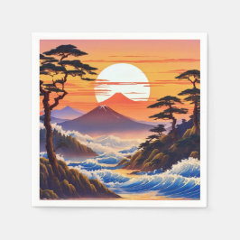 Japanische Sunrise Sunset Landschaft Serviette
