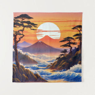 Japanische Sunrise Sunset Landschaft Wandteppich