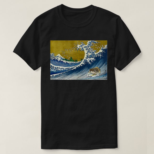 Japanische Surfkunst Igel T-Shirt (Design vorne)