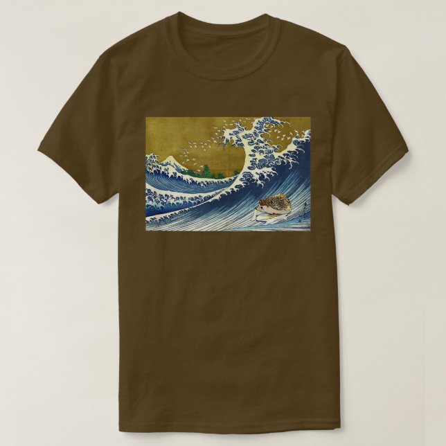 Japanische Surfschule Igel Art T-Shirt (Design vorne)
