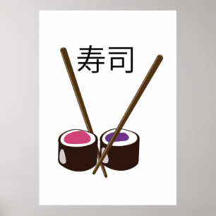 Japanische Sushi-Essstäbchen Poster