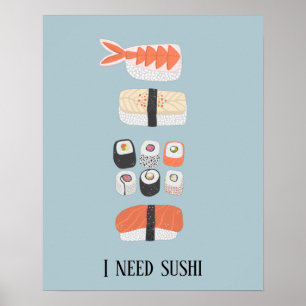 Japanische Sushi Nigiri Maki Rolle benutzerdefinie Poster