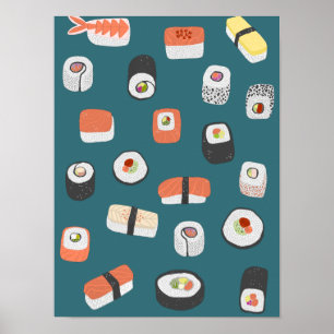 Japanische Sushi Nigiri Maki Rolle Poster