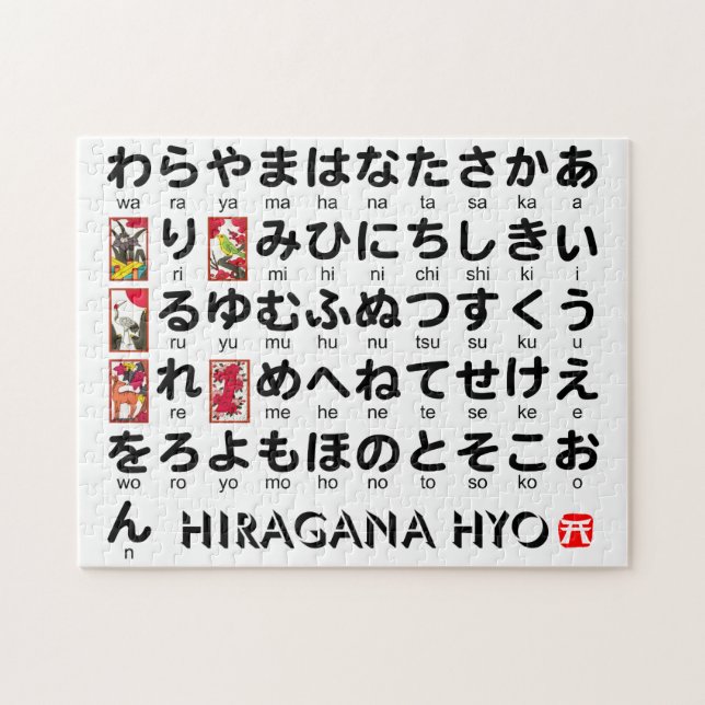 Japanische Tabelle der Hiragana (Alphabet) Puzzle (Horizontal)