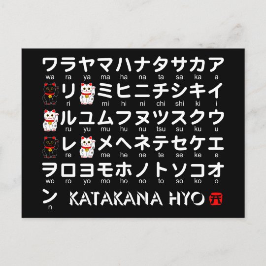 Japanische Tabelle Der Katakana Alphabet Postkarte Zazzle At