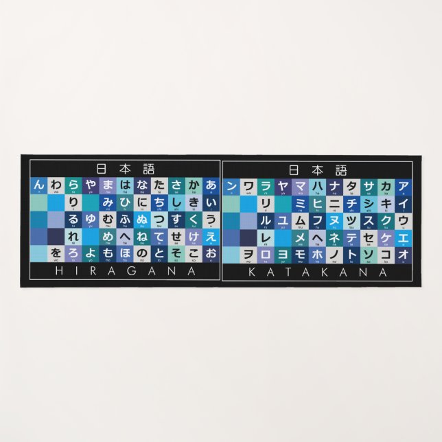 Japanische Tabelle Hiragana & Katakana Yogamatte (Vorderseite (Horizontal))