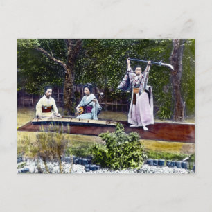 Japanische Tänzerin und Musiker Vintage Postkarte