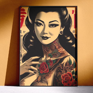 Japanische tätowierte Pin-up Poster