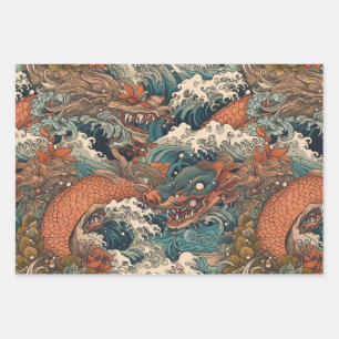 Japanische Tattoo Art Geschenkpapier Set