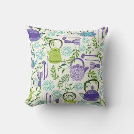 Japanische Teapots und Blätter Kissen