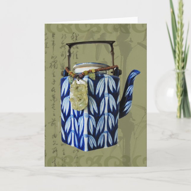 Japanische Teekanne-Collage Karte (Vorderseite)
