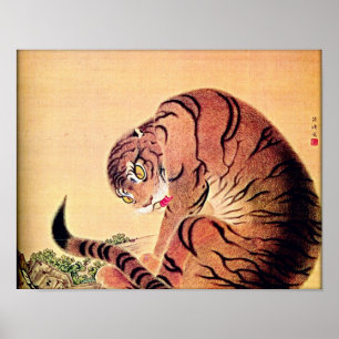 Japanische Tiger Woodblock Kunst Ukiyo-E Poster