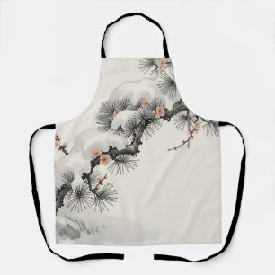 Japanische Tinte Kiefern-Pfirsichblüten-Winter Schürze