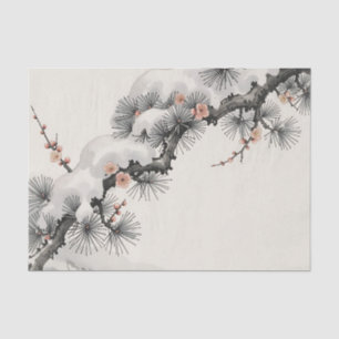 Japanische Tinte Kiefern-Pfirsichblüten-Winter Seidenpapier
