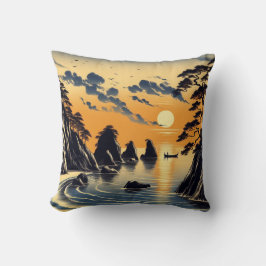 Japanische Tinte Style Beach Sunset Kissen