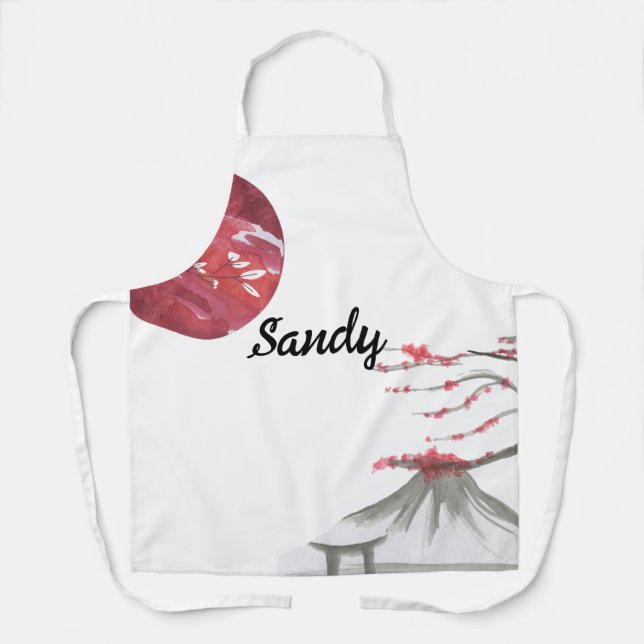 Japanische Tintendruckerei Sakura und Fuji Design Schürze (Vorderseite)