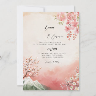 Japanische traditionelle Landschaft Hochzeit Einladung