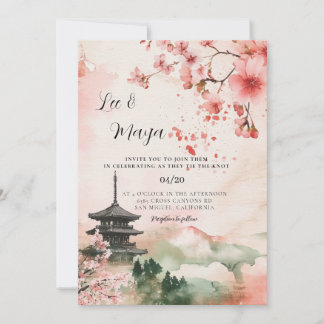 Japanische traditionelle Landschaft Hochzeitseinla Einladung
