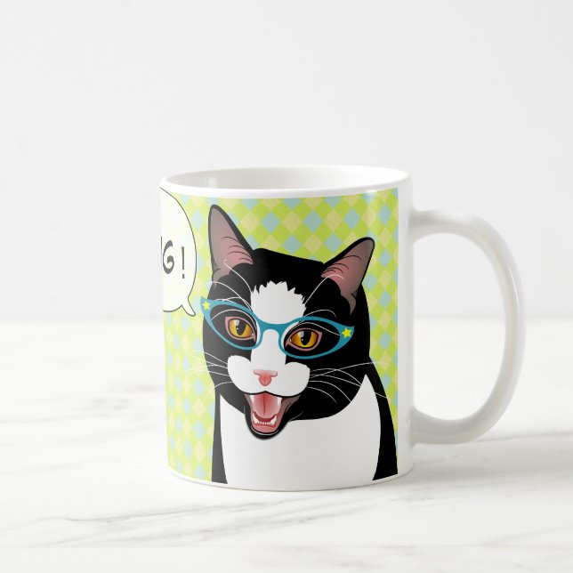 Japanische Tuxedo-Katzen-Frühstücks-guter Kaffeetasse (Rechts)