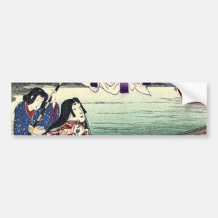 Japanische Ukiyo-e-Landschaft Kimono geisha Autoaufkleber