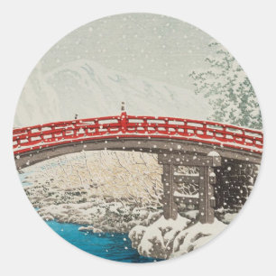 Japanische Ukiyoe-Kunst (Hasui Kawase) Runder Aufkleber