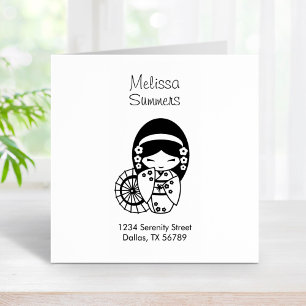 Japanische Umbrella Geisha Girl in Kimono Gummistempel