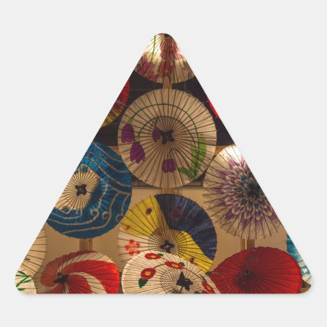 Japanische Umbrellas Dreieckiger Aufkleber (Vorderseite)