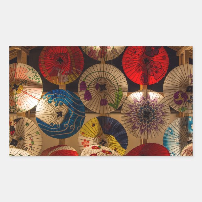 Japanische Umbrellas Rechteckiger Aufkleber (Vorderseite)