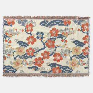Japanische Ume-Pflirsichblüten Navy-Welle-Cream Decke