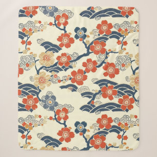 Japanische Ume-Pflirsichblüten Navy-Welle-Cream Sherpadecke