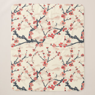Japanische Ume-Rote-Korallen-Blüten-Elfenbein-Well Sherpadecke
