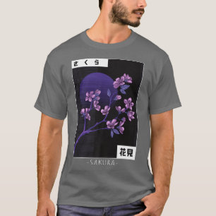 Japanische Vaporwave Cherry Blossom Sakura Blume R T-Shirt