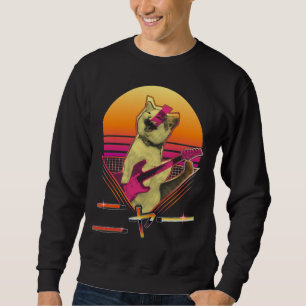 Japanische Vaporwave Electric Gitarre spielt Cat M Sweatshirt