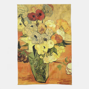 Japanische Vase, Rose, Anemonen von Vincent van Go Geschirrtuch