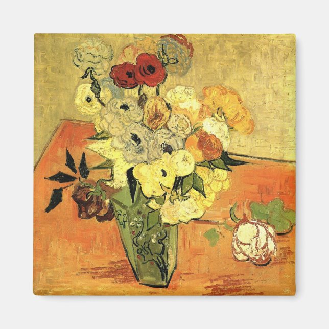 Japanische Vase, Rose, Anemonen von Vincent van Go Magnet (Vorne)