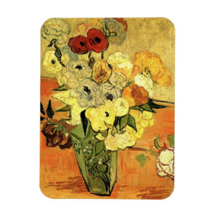 Japanische Vase, Rose, Anemonen von Vincent van Go Magnet