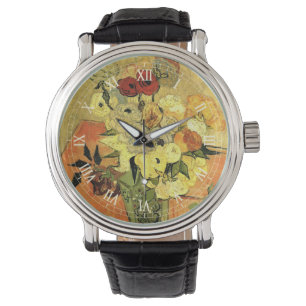 Japanische Vase, Rosen, Anemonen von Vincent van G Armbanduhr