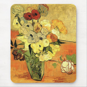 Japanische Vase, Rosen, Anemonen von Vincent van G Mousepad
