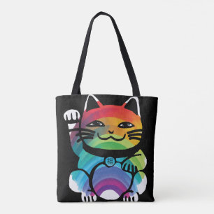 Japanische Viel Glück-Katze mit Regenbogen