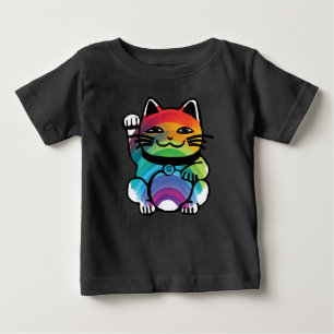 Japanische Viel Glück-Katze mit Regenbogen Baby T-shirt