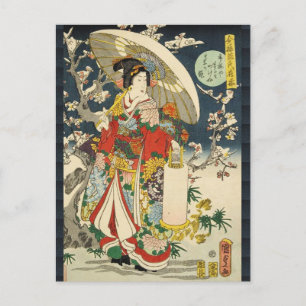 Japanische Vintage-Dame-Geisha-Porträt-Artcard Postkarte