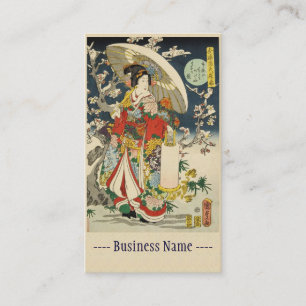 Japanische Vintage-Dame-Geisha-Porträtkunst Geschä Visitenkarte