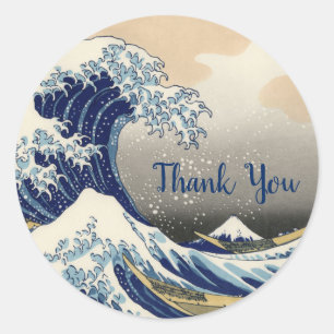 Japanische Vintage Great Wave Danke Runder Aufkleber